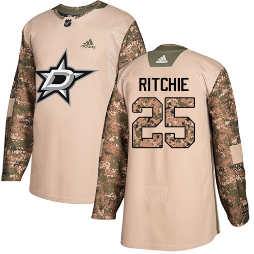 Adidas Stars #25 Brett Ritchie Camo Authentic Veterans Day Stitched NHL Jersey - Click Image to Close